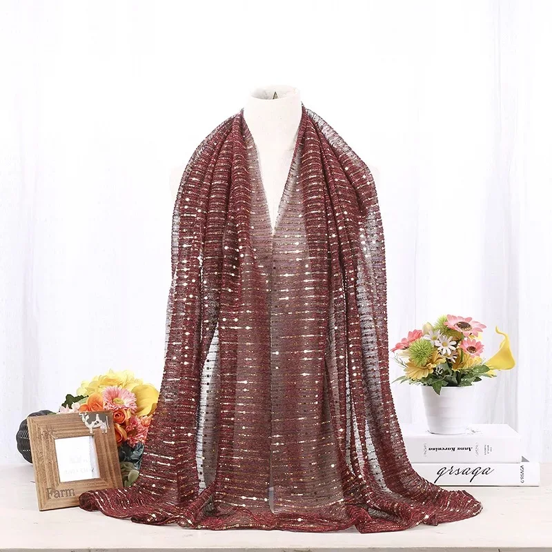 2018 Королевский точный мусульманский женский хиджаб мерцающие блестки хиджабы