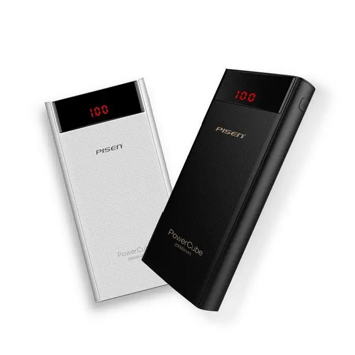 Pisen 20000 мАч Мощность банк Тип-C USB 5 V/1.5A, 5 V/2.1A телефона с двумя USB выходами Батарея быстро Зарядное устройство для Xiaomi Mi iPhone samsung