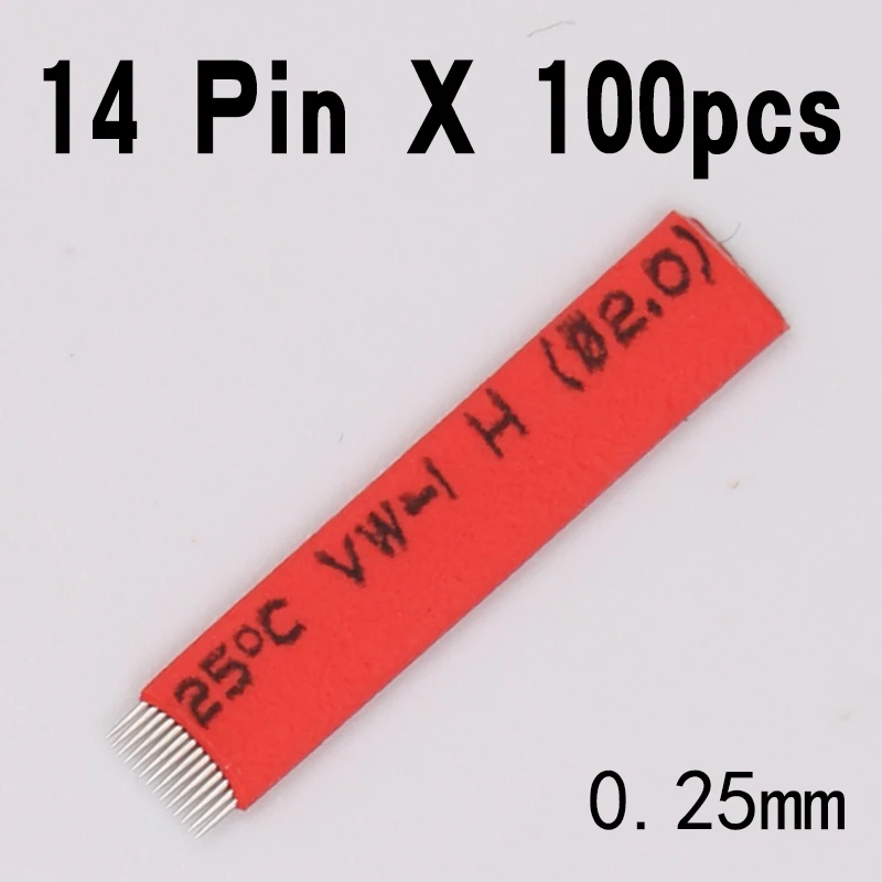 Иглы для татуажа красные 0 25 14 Pin плоская затеняющая микроблейдинг перманентного