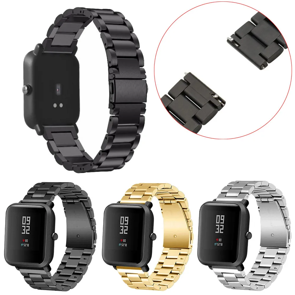 22 мм ремешок для часов из нержавеющей стали с пряжкой Замена Xiaomi Amazfit Bip Youth 6J12