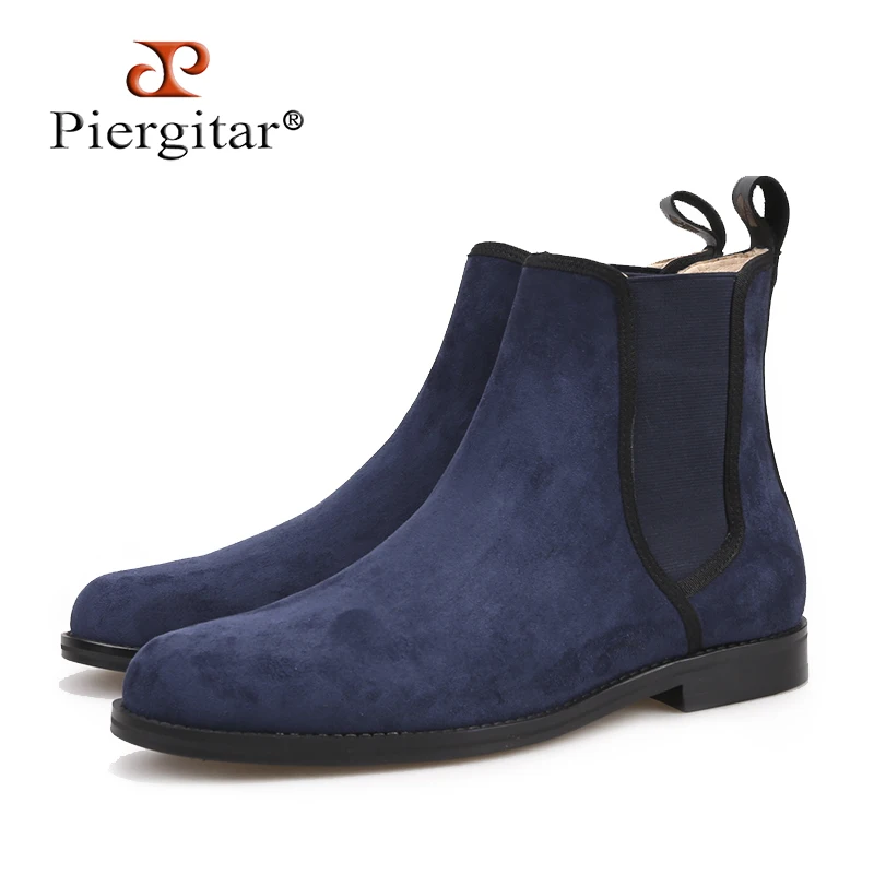 

Piergitar New arrival Made by hand classic style Men CHELSEA Boots British style Navy Suede Men's casual boots Martin boots