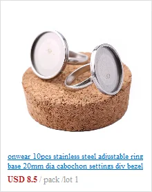 Onwear 10 шт. нержавеющая сталь fit 12 мм rivoli камень кольцо базовые настройки diy пустой ободок лотки для изготовления ювелирных колец