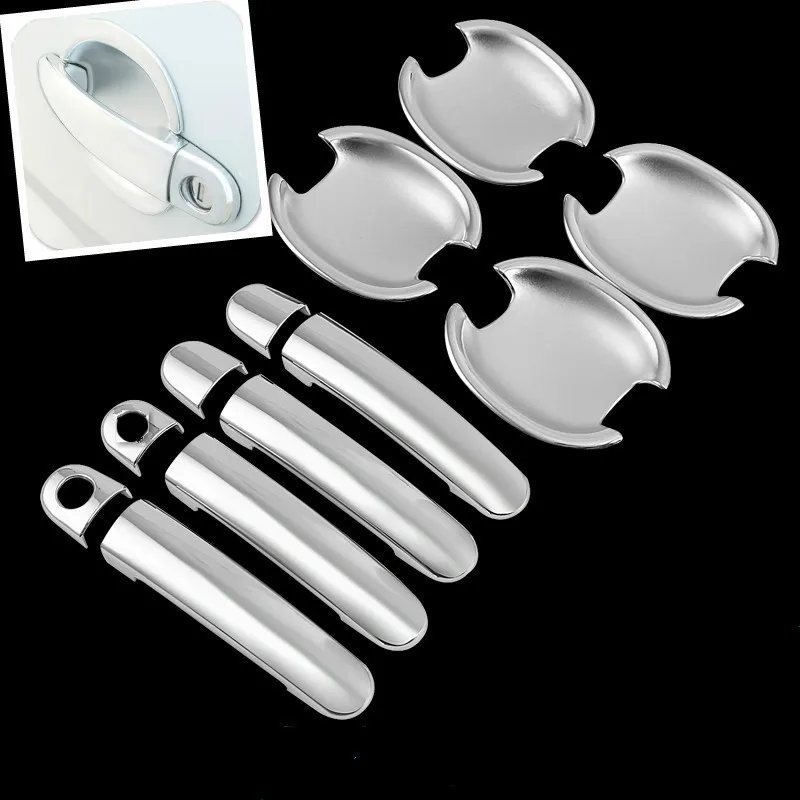 

FUNDUOO For Skoda Fabia / Octavia / Superb 2002 2003 2004 2005 2006 2007 New Chrome Door Handle + Cup Bowl Cover Trim 2 Keyholes