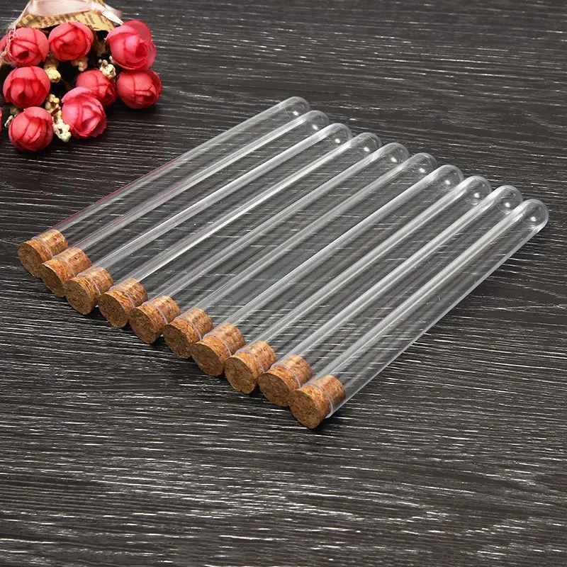 50 шт. новейшие прозрачные пластиковые пробирки с пробками лабораторные