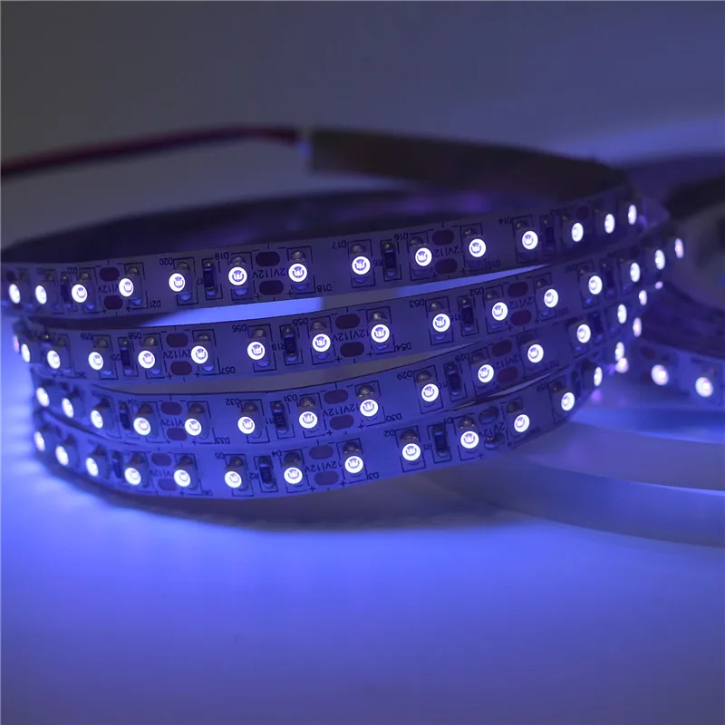 12V 3528 SMD 60 светодиодов/m 120Led/m УФ 395-405nm Ультрафиолетовый не водонепроницаемый RGB