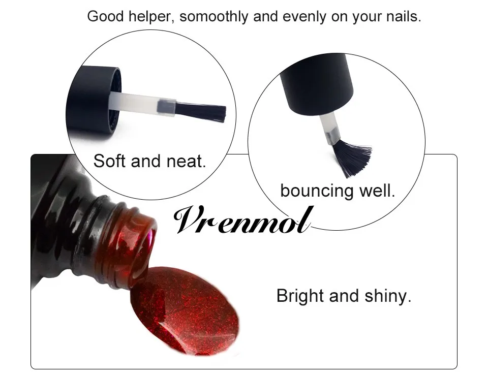 Vrenmol 1 шт. цветной УФ светодиодный Гель-лак для ногтей Vernis Полупостоянный верхний базовый слой сияющие цвета гель лак