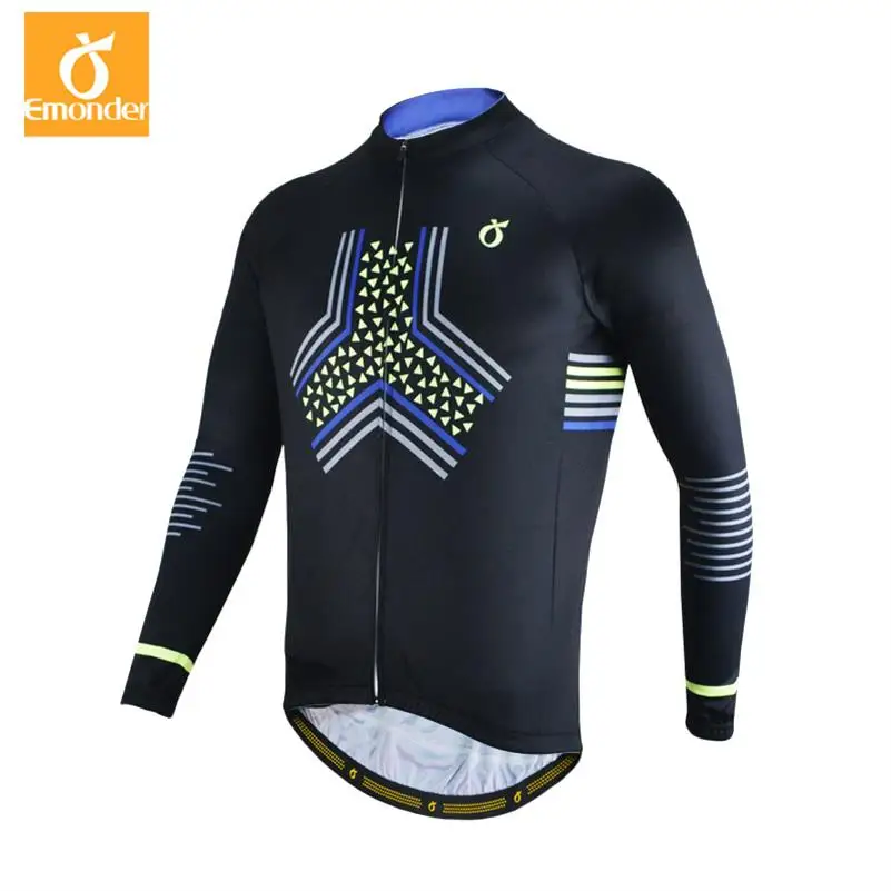 

EMONDER Bycicle Men's Jersey Ciclismo Long Sleeve Quick Dry Cycling MTB Bike Clothes Bicycle Clothing Pockets Zippered Ciclismo