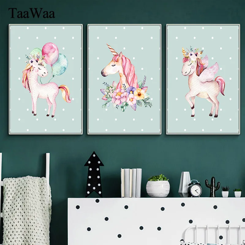 Скандинавский Единорог настенные художественные стильские Детские постеры с