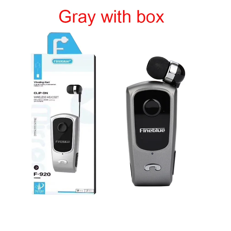 Gray with box FineBlue F920 выдвижной беспроводной Bluetooth наушники гарнитура стерео зажим для наушников микрофон телефонный звонок портативный - Цвет: Gray with box