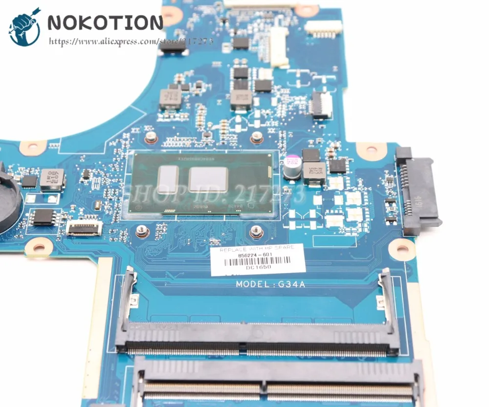 Billig NOKOTION 856224-601 856224-001 DAG34AMB6D0 HAUPTPLATINE Für HP Pavilion 15-AU Laptop Motherboard 15,6 Zoll SR2EY I5-6200U UMA MB