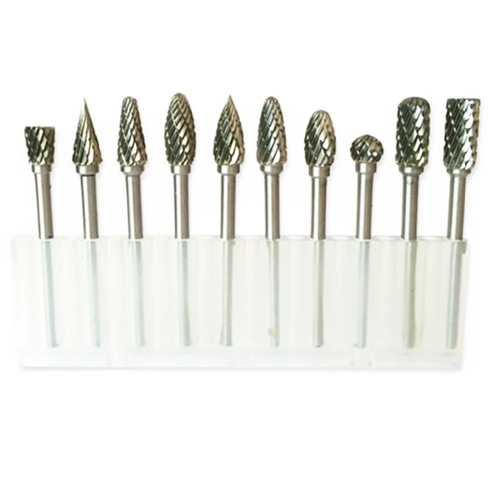 

10pcs tungsten steel grinding head tungsten carbide burrs sets mini drill diamond burs material tungstenio dremel accessories