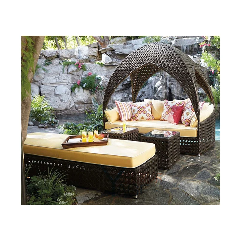 Фабричные магазины новейший дизайн плетеная кушетка открытая шезлонг