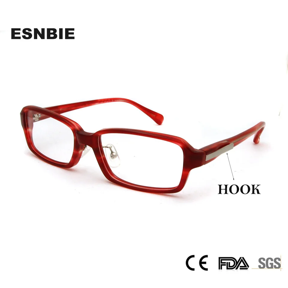 

ESNBIE Acetate Glasses Frame Women Prescription Eyewear Frames Red Womens Glasses Frames With Clear Glass Square Eyeglasses