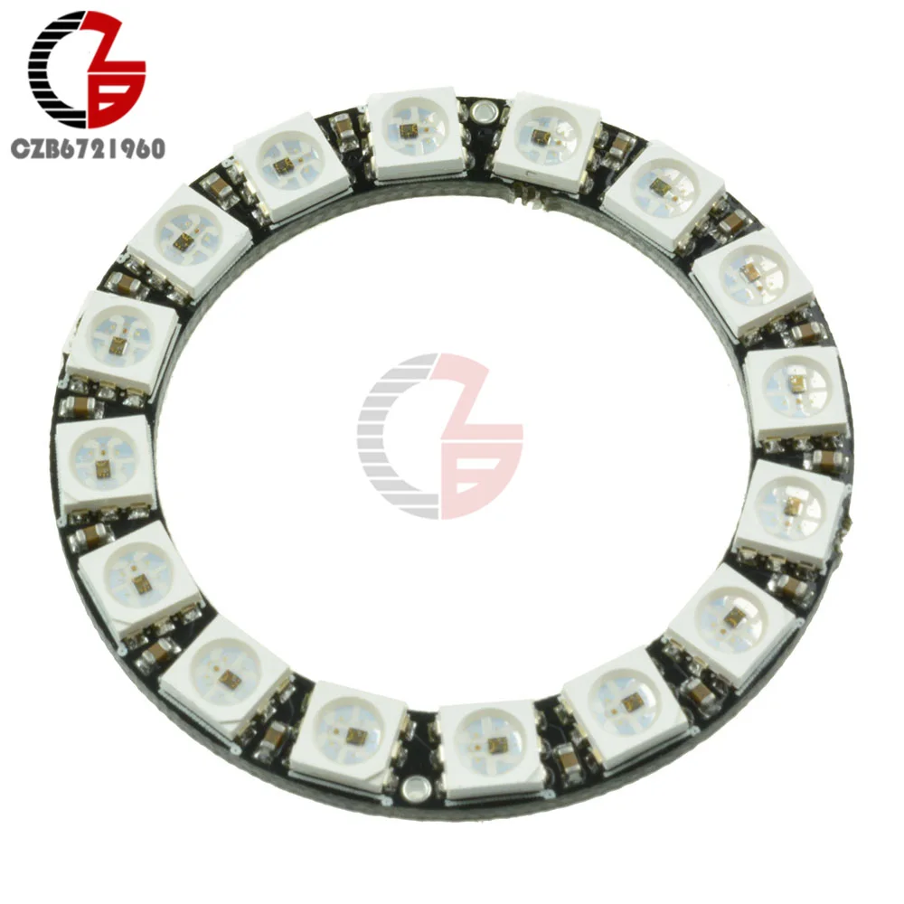 16LED RGB Ring 1 Беспроводной Wi-Fi Управление ESP8266 ESP-01 ESP-01S WS2812B 12 16 24 60 Светодиодный s 5050 RGB светодиодный кольцевой светильник светодиодный адаптер Управление; для Arduino - Испускаемый цвет: 16LED RGB Ring 1