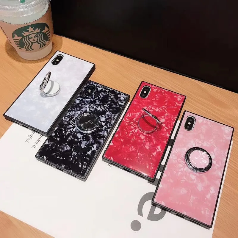 Zxtrby Shell Phone Case for iPhone 6 7 8 Plus X XS XR Max Soft frame glass Cover Kickstand ring holder |