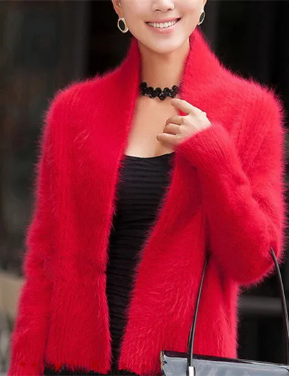 2020 New 100% Mink Cashmere Sweater Women Cardigan Winter Coat High Quality Fashion Thickened Loose Soft Female 5 Colors |