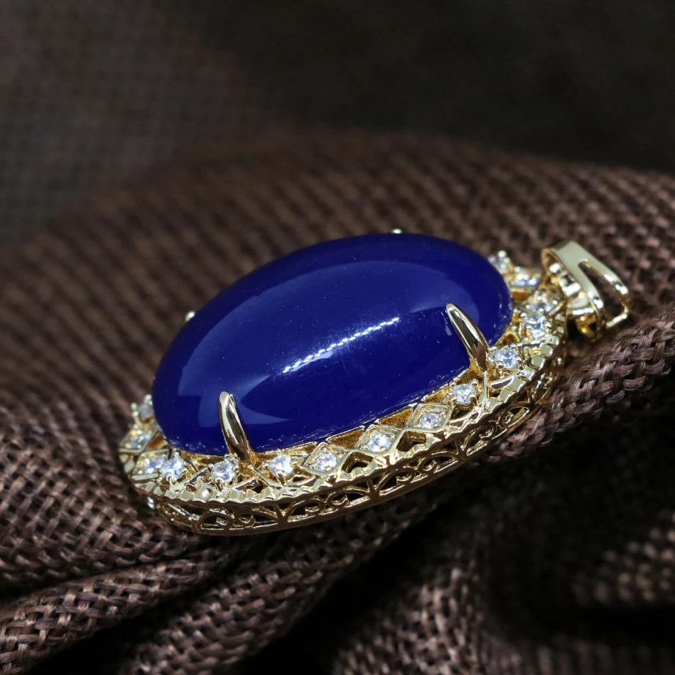 Горячая продажа синий овальный кулон имитация пчелиного воска синтетический lvor