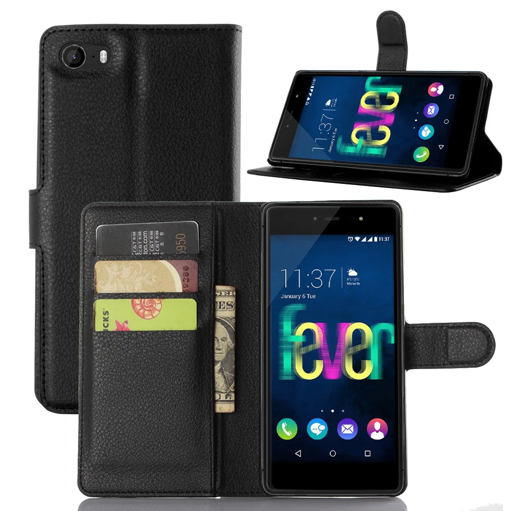 Роскошный защитный чехол для Wiko Fever 4G телефона с подставкой кошелек кожаный