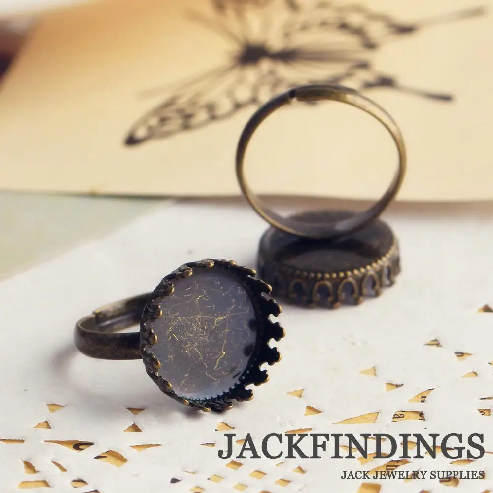 15 мм 10 шт. блестящая латунная корона настройки кольца кабошон блестящее