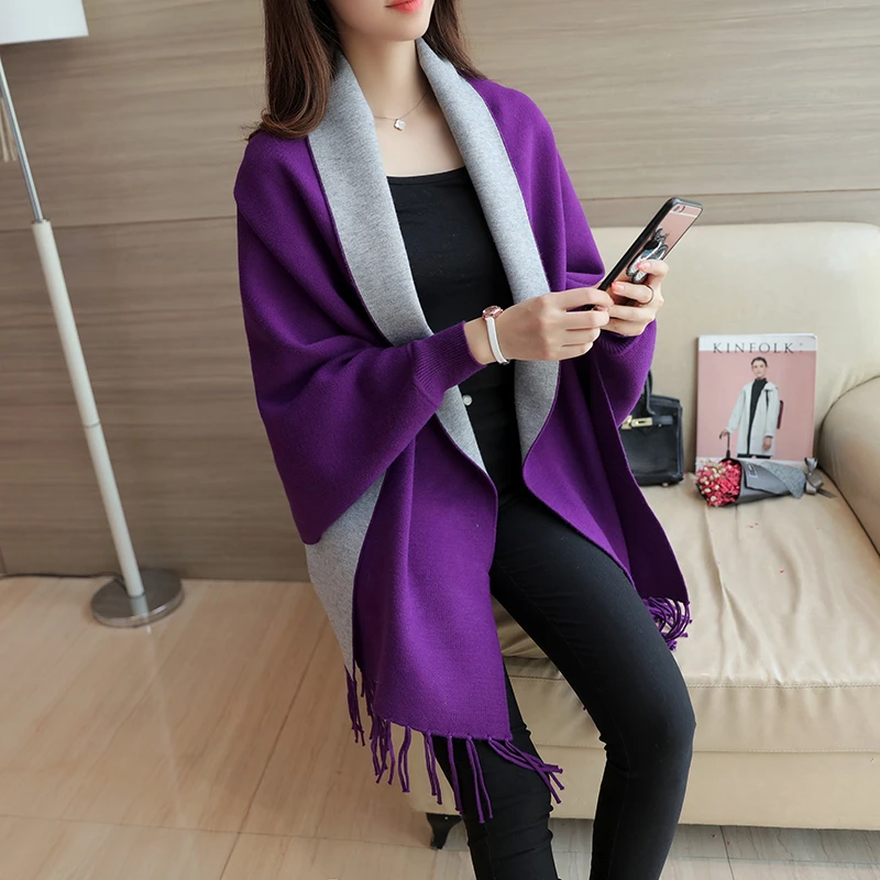 2019 New Spring Autumn Women Fashion Tassels Sweater Coat Shawl Cardigan Cloak Knitting Winter Women's 10 Color L397 |