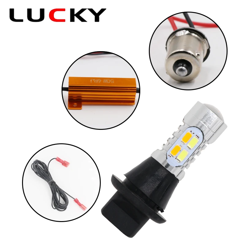 2 шт. CNILUCKY 1156 BA15S светодиодный светильник P21W BAU15S T20 7440 W21W дневной ходовой + сигнал