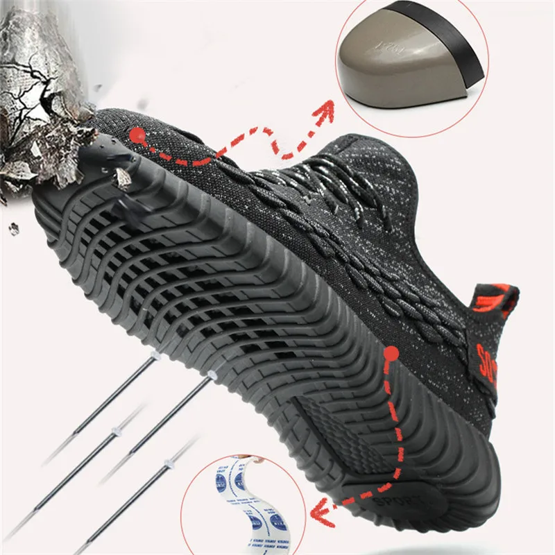 

Lightweight Steel Toe Safety Shoes for Men Summer Anti-smashing Piercing Work Shoes Sandals Mesh Sneakers Men Safety Boots