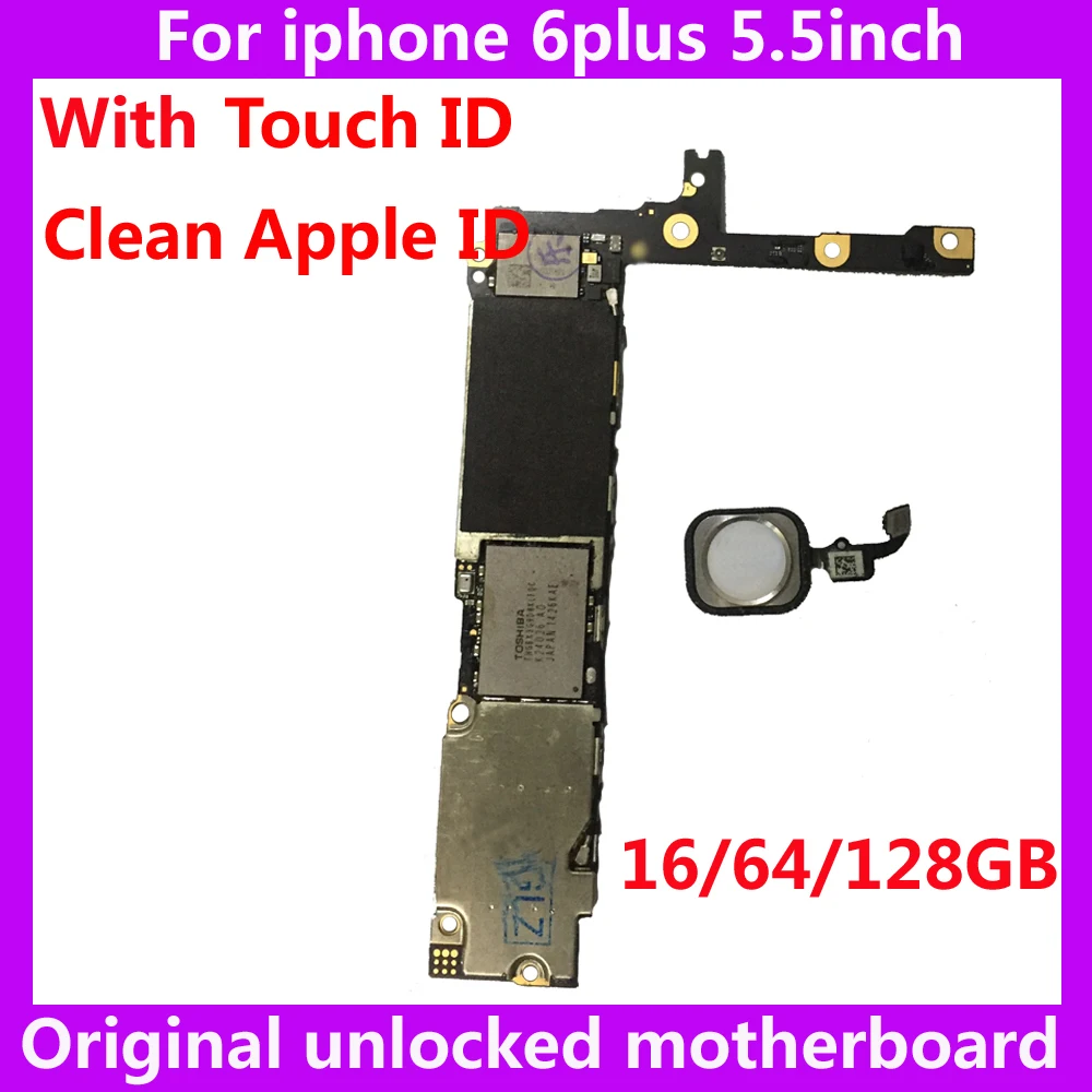 Оригинальная разблокированная материнская плата для iphone 6 Plus с/без touch ID 16 Гб 64 128