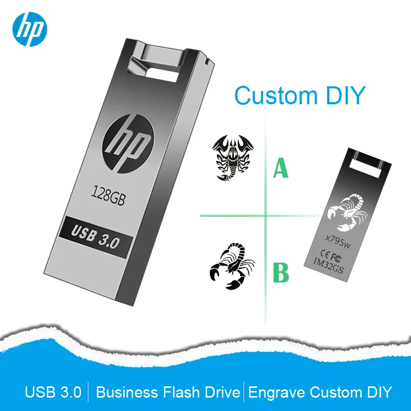 Hp флешка флэш накопитель 32 Гб usb 3 0 64 16 128 флешки на заказ DIY DJ музыка милые мини cle USB
