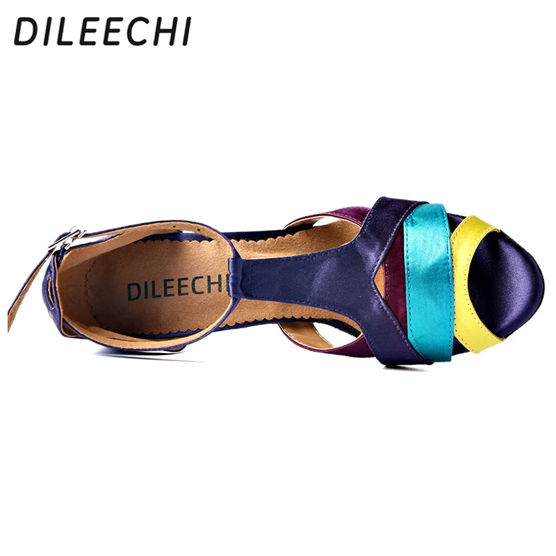 DILEECHI/атласная обувь для латинских танцев; женская обувь для взрослых бальных танцев на высоком каблуке 8,5 см; профессиональная обувь для сальсы с мягкой подошвой
