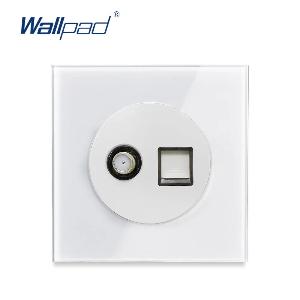 Wallpad L6 белая стеклянная рамка антенна спутникового ТВ и RJ45 Ethernet ПК CAT6 розетка для