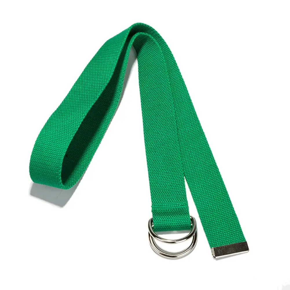 Модный трендовый однотонный холщовый поясной ремень с двойной кольцевой пряжкой