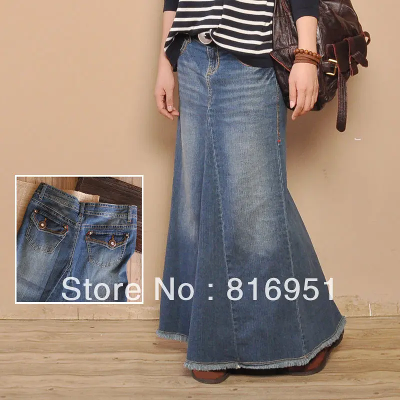 long jean skirts women blue jeans skirt 