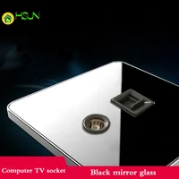 black mirror glass type 86 computer tv socket network telecom broadband tv socket switch panel