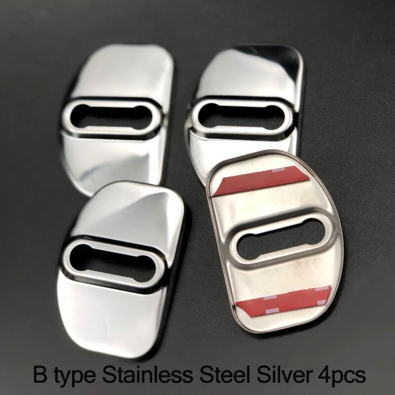 B type Steel Silver Автомобильный Стайлинг дверной замок анти покрытие ржавчины для Skoda Octavia Yeti Roomster Fabia Rapid Superb KODIAQ Citigo KAMIQ KAROQ SCALA VISION - Цвет: B type Steel Silver