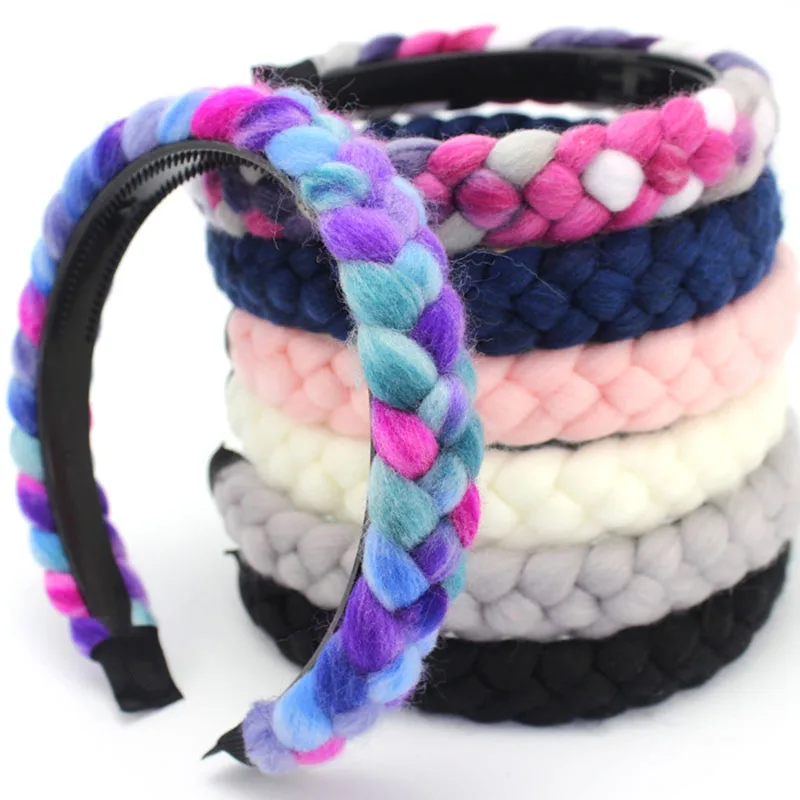 

Hair Band Women Headwear Weaving Multicolor Wool Headband Handmade Keep Warm Hairband Hairdressing Hair Accessories Wholesale