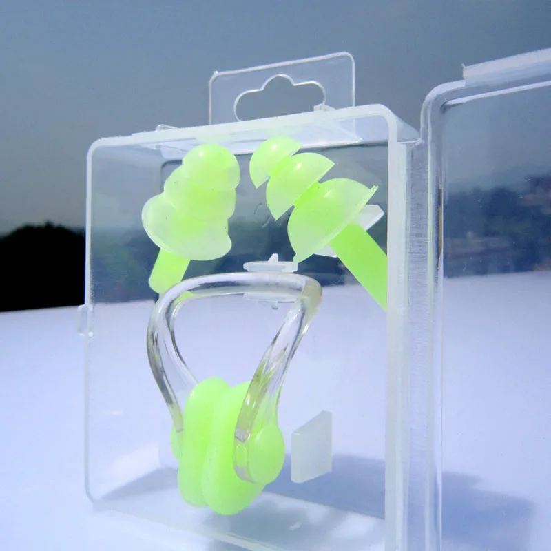 

Soft Silica gel Ear Plugs with Nose clip Tapered Travel Sleep supplies Noise Prevention Swimming waterproof Earplugs MR116
