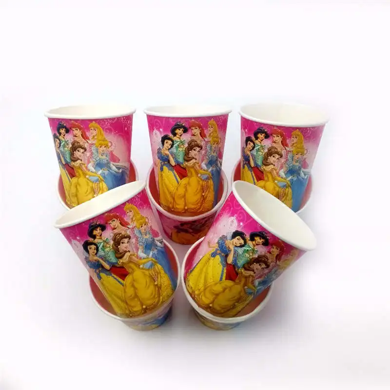 cups 10pcs Дисней Принцесса Ариэль День Рождения украшения для девочек вечерние принадлежности одноразовая посуда скатерть баннер чашки набор сувениров - Цвет: cups 10pcs