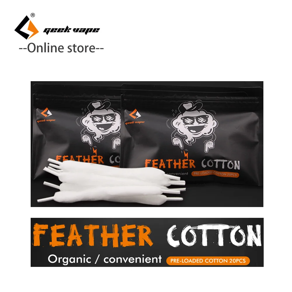 

1pcs Geekvape Feather Cotton E-cigarette vape accessories Organic Cotton for RDA rta RDTA Tank vape cotton vs cotton bacon