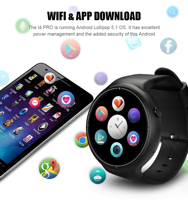 Новые Bluetooth Смарт-часы I4 Pro Android 5,1 ram 2GB rom 16GB Smartwatch gps WiFi Nano SIM карта 3g relogio мужские наручные часы