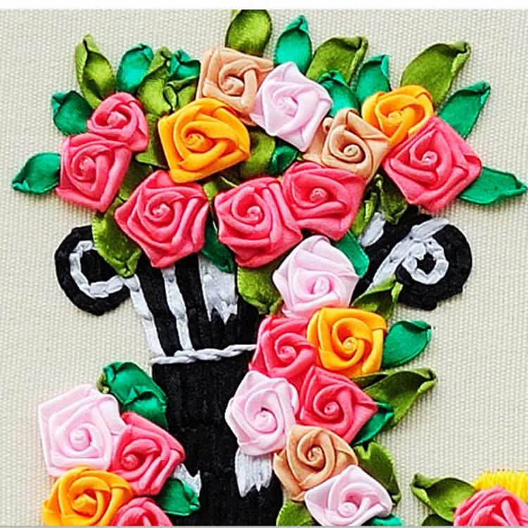 3D DIY ленты вышивка для рукоделия Наборы Forever Love крестиком Красочные цветы