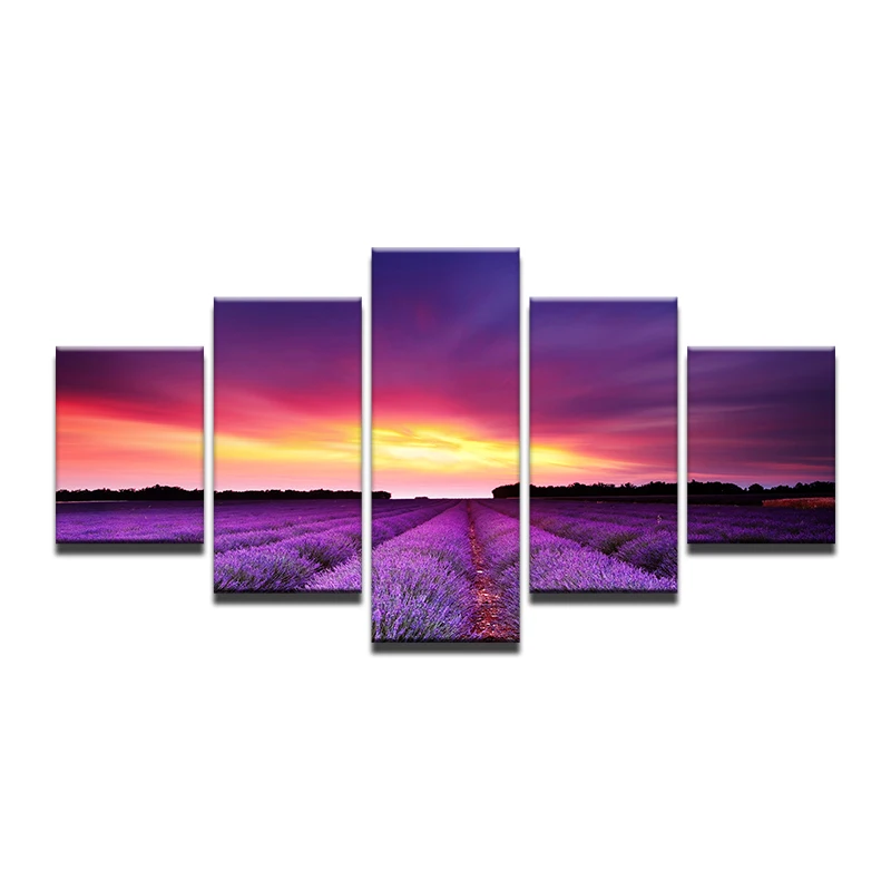 5 шт. Картина на холсте поп арт Лавандовые цветы пейзаж модульные картины картина