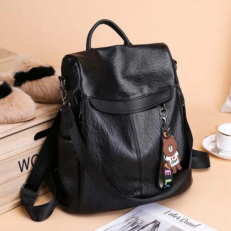 Коричневый женский рюкзак кожаные школьные сумки для подростков Женский