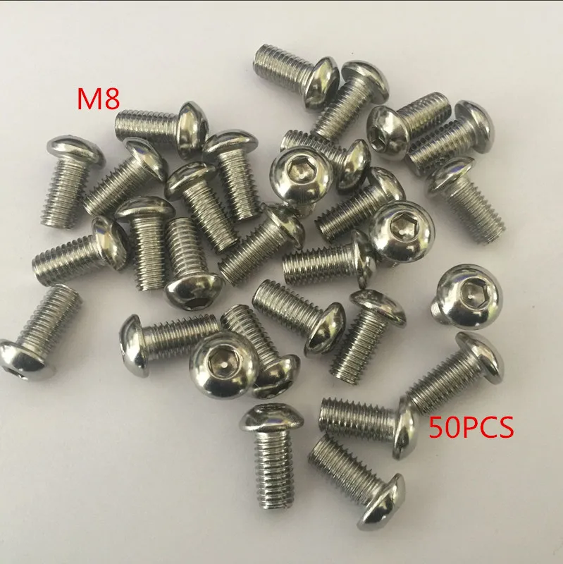 

50pcs Stainless steel round head hex socket screws M8*10/12/16/20/25/30/35-80 mm Round head bolts mushroom head bolt