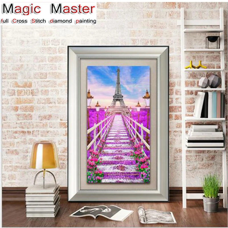 

55x100cm Diy Diamond Embroidery Landscape Special Shape Diamond Painting Paris Tower 5d Picture Of Rhinestone Home Decor sticker