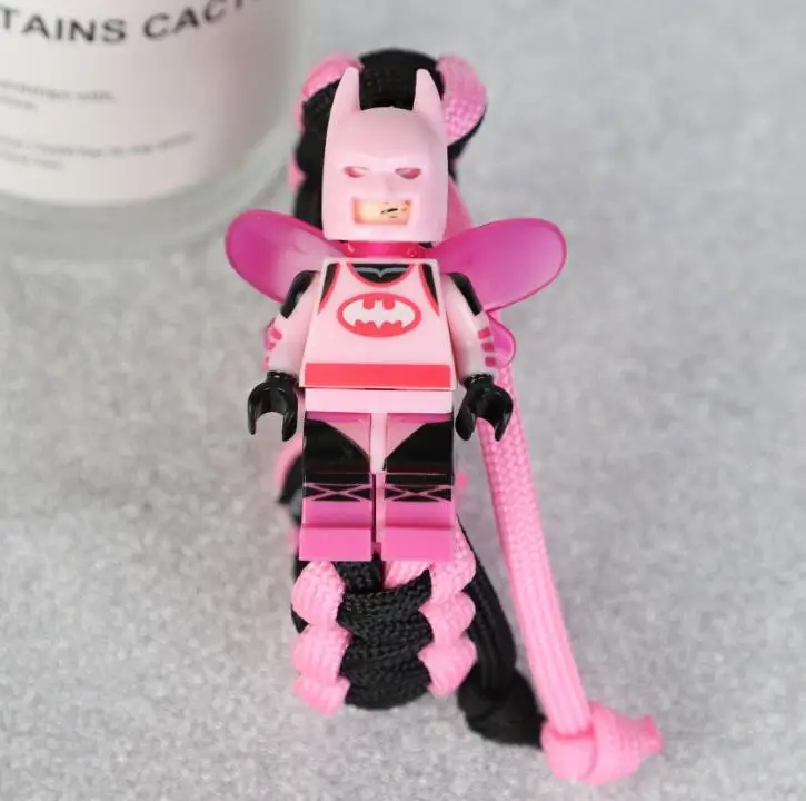 pink batgirl Buzz Lightyear Paracord браслет для детей супергерой Железный человек розовый Бэтмен Дарт Вейдер кролик Единорог строительные блоки кирпичи игрушки - Metal Color: pink batgirl