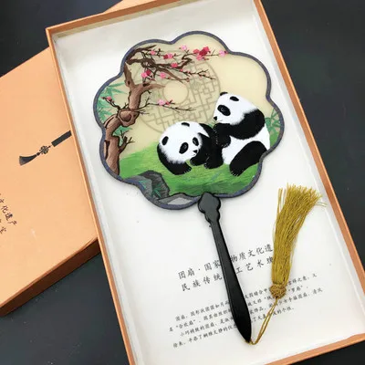 Su веер с вышивкой ручка двухсторонняя вышивка круговой вентилятор Hanfu аксессуары