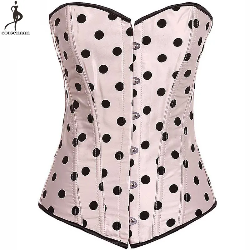 Абрикосовый корсет черный в горошек для женщин с обхватом груди эластичный