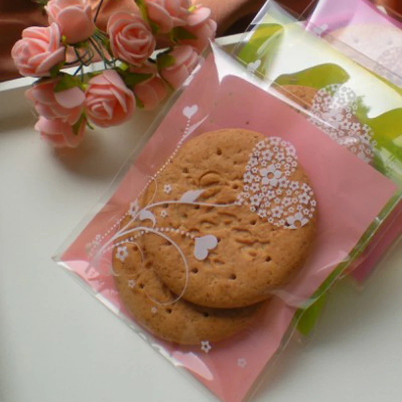 100 шт. светло розовый цветок для вечеринки печенье пакеты самоклеющиеся