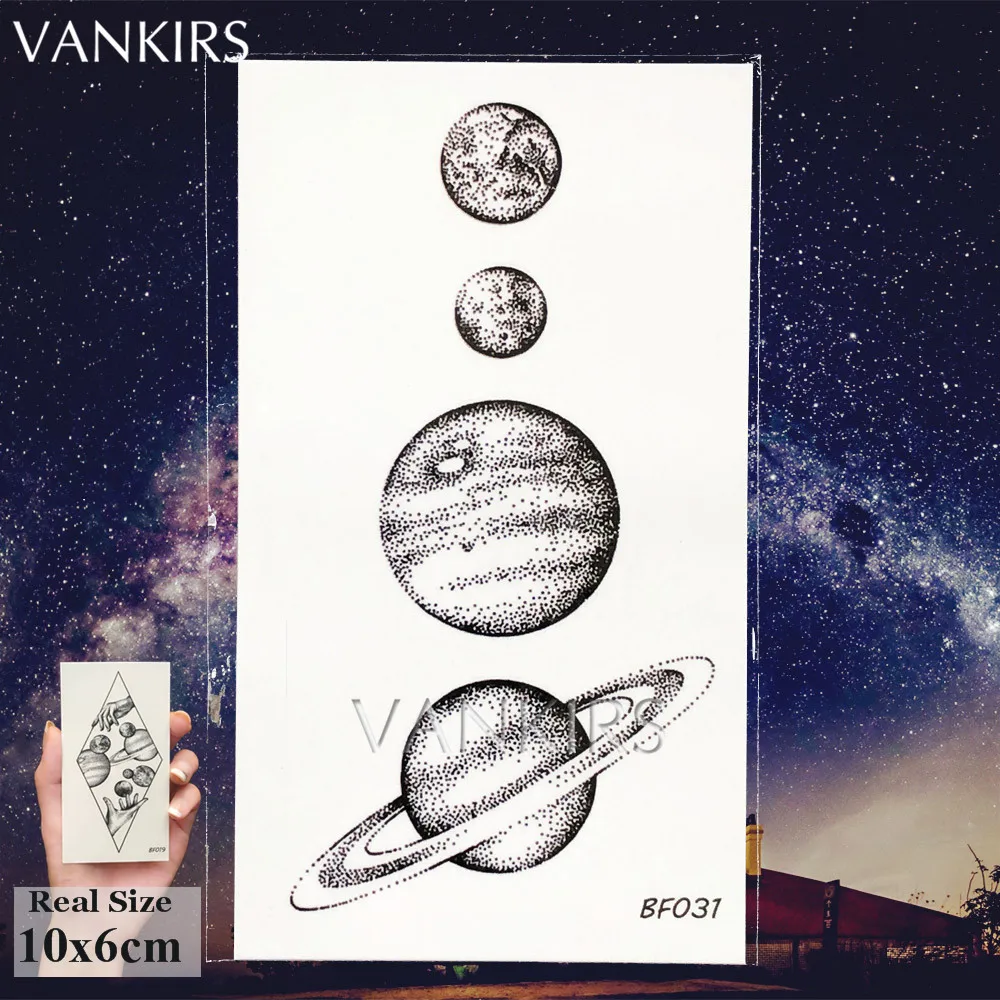 VANKIRS черная Вселенная Луна анкель мужские водостойкие искусственные татуировки