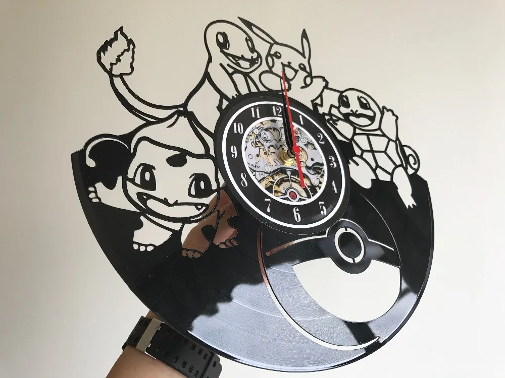 Покемон настенные часы в подарок виниловый художественный Декор Винтаж reloj saat